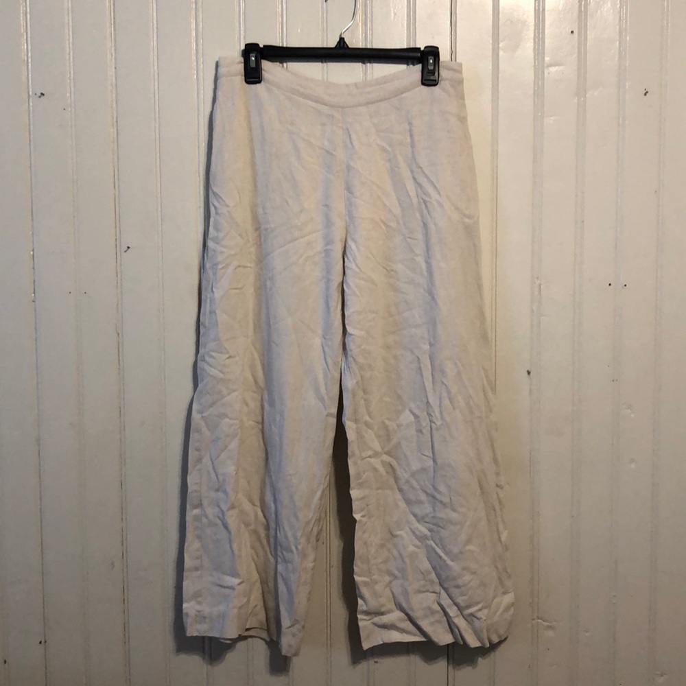 Coldwater Creek Wide Leg Capri Length Linen Pants